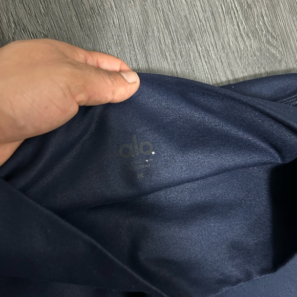 ALO Yoga Blue and Gray Leggings with Mesh Panels - Picture 3 of 5